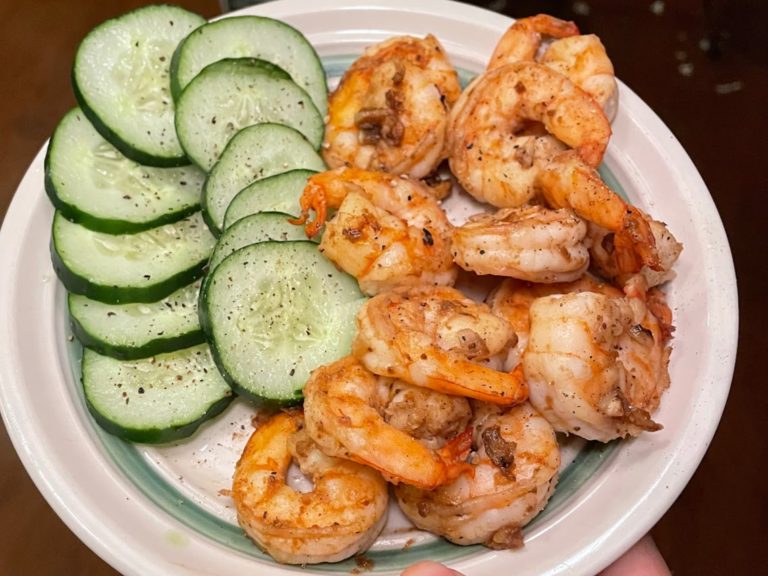 sauted-shrimp-with-a-side-of-sliced-cucumber